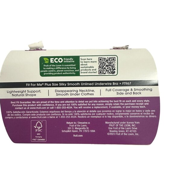 Fit For Me Fruit Of The Loom 38G Bra 60 Degree Stretch Black Unlined Underwire - Picture 6 of 9